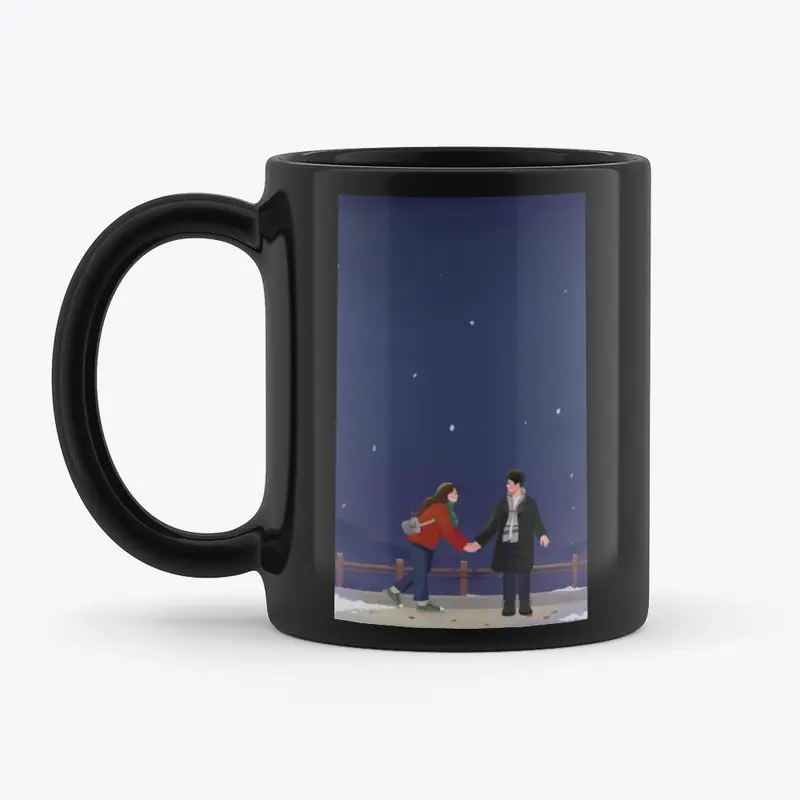 Beautiful black mug/cup for couple