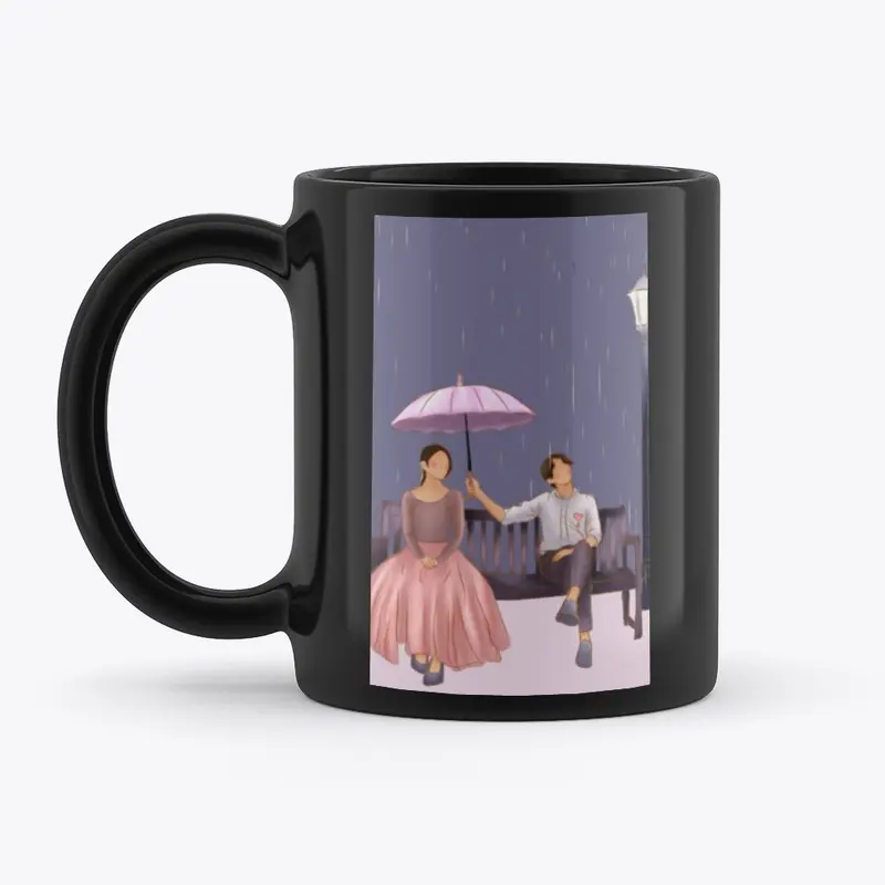 Couple black coffee mug/cup