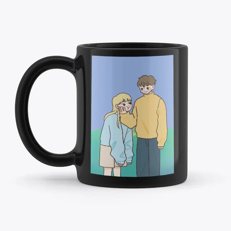 cute couple black mug